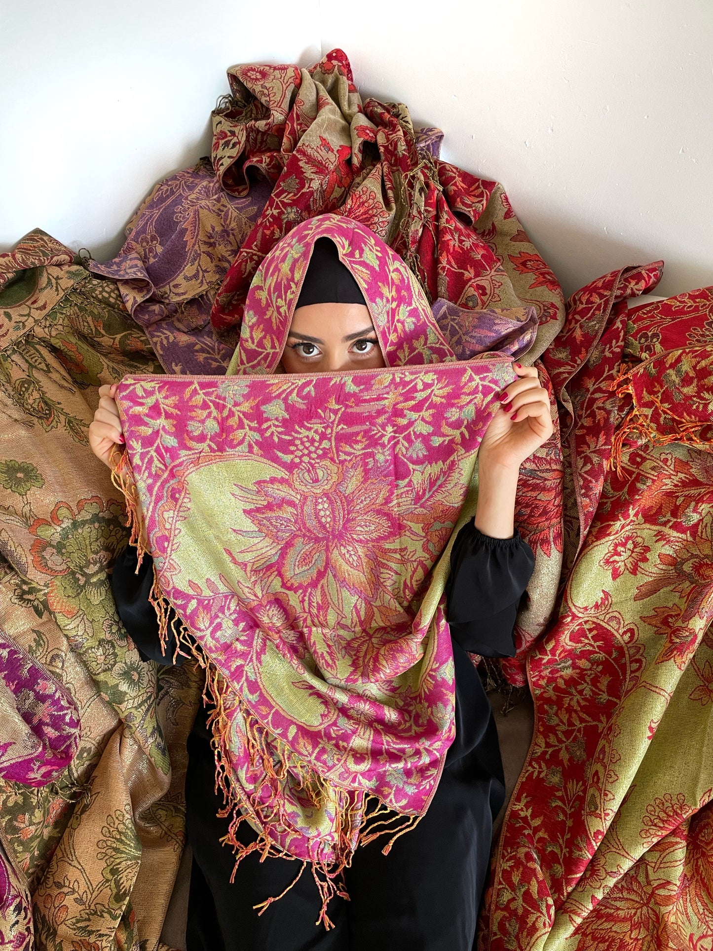 Pashmina Fil d'Or Rose-vert